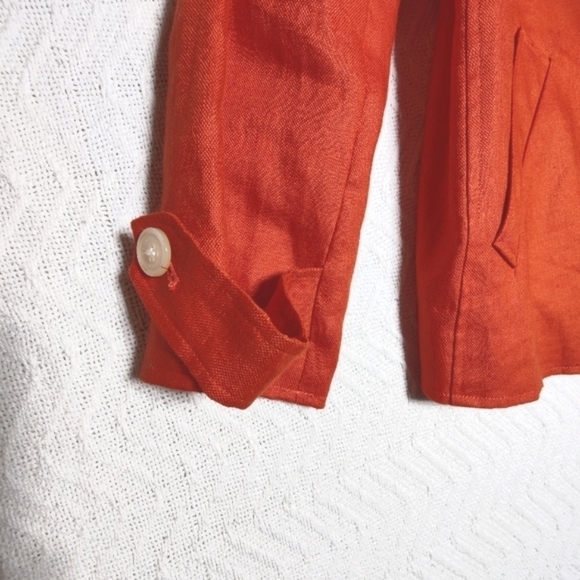 Lauren Ralph Lauren  Single Breasted 100% Linen Lined Orange Jacket Women Size 8 - Picture 7 of 14